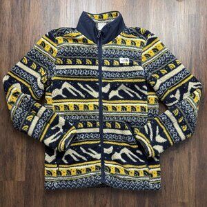 The North Face Fleece Jacket Full Zip Aztec Campshire Mens Medium Yellow Blue